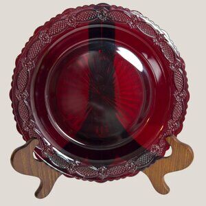 Vintage Avon 1876 Cape Cod Collection Ruby Red Glass Pie Plate/Server